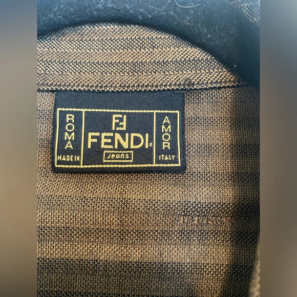 FENDI Vintage Brown Men’s Button Down Shirt Size Medium - Picture 2 of 11